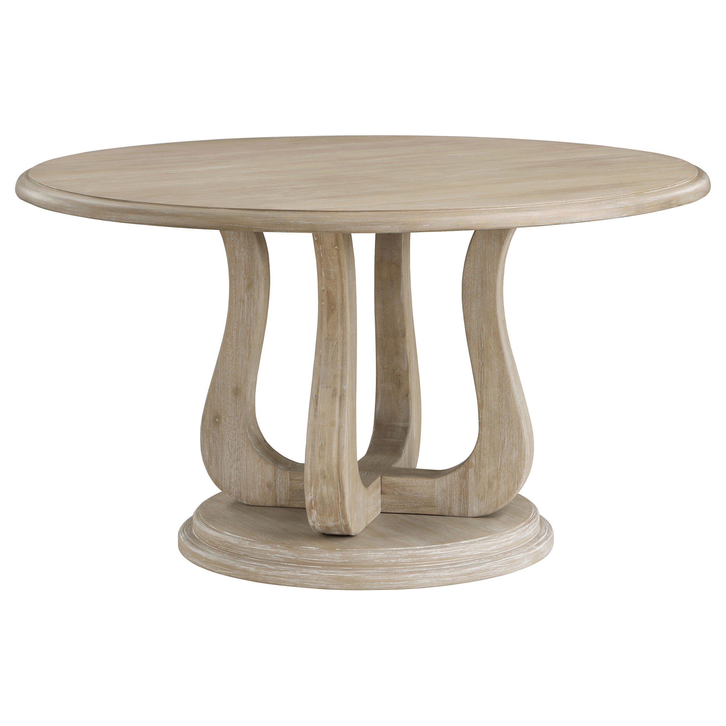 Tampa Furniture Outlet - Coaster - Trofello Round 60-inch Pedestal Dining Table White Washed - 123120