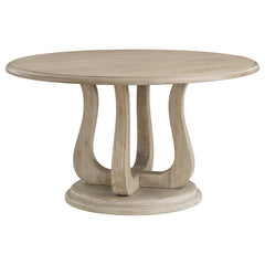 Tampa Furniture Outlet - Coaster - Trofello Round 60-inch Pedestal Dining Table White Washed - 123120