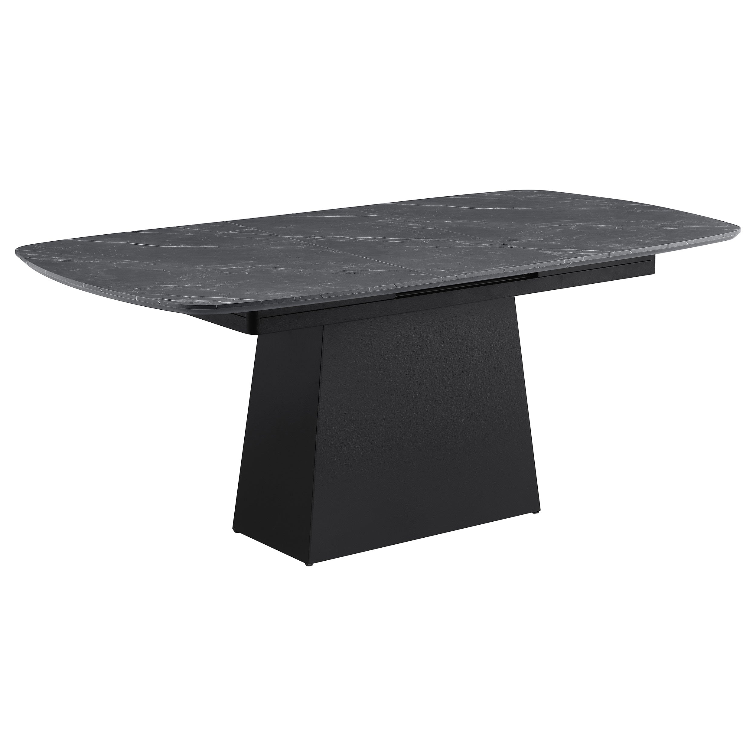 Tampa Furniture Outlet - Coaster - Potero 73-inch Faux Marble Extension Leaf Dining Table Black - 123131