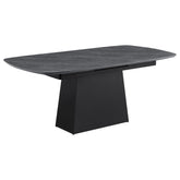 Tampa Furniture Outlet - Coaster - Potero 73-inch Faux Marble Extension Leaf Dining Table Black - 123131
