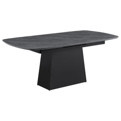 Tampa Furniture Outlet - Coaster - Potero 73-inch Faux Marble Extension Leaf Dining Table Black - 123131