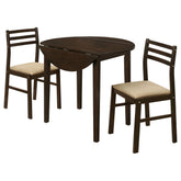 Tampa Furniture Outlet - Coaster - Bucknell 3-piece Round Drop Leaf Dining Table Set Cappuccino - 130005