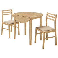 Tampa Furniture Outlet - Coaster - Bucknell 3-piece Round Drop Leaf Dining Table Set Natural - 130006