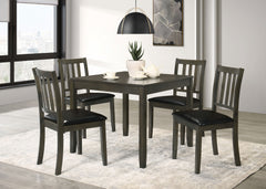 Tampa Furniture Outlet - Coaster - Parkwood 5-piece Square Dining Table Set Charcoal - 150410