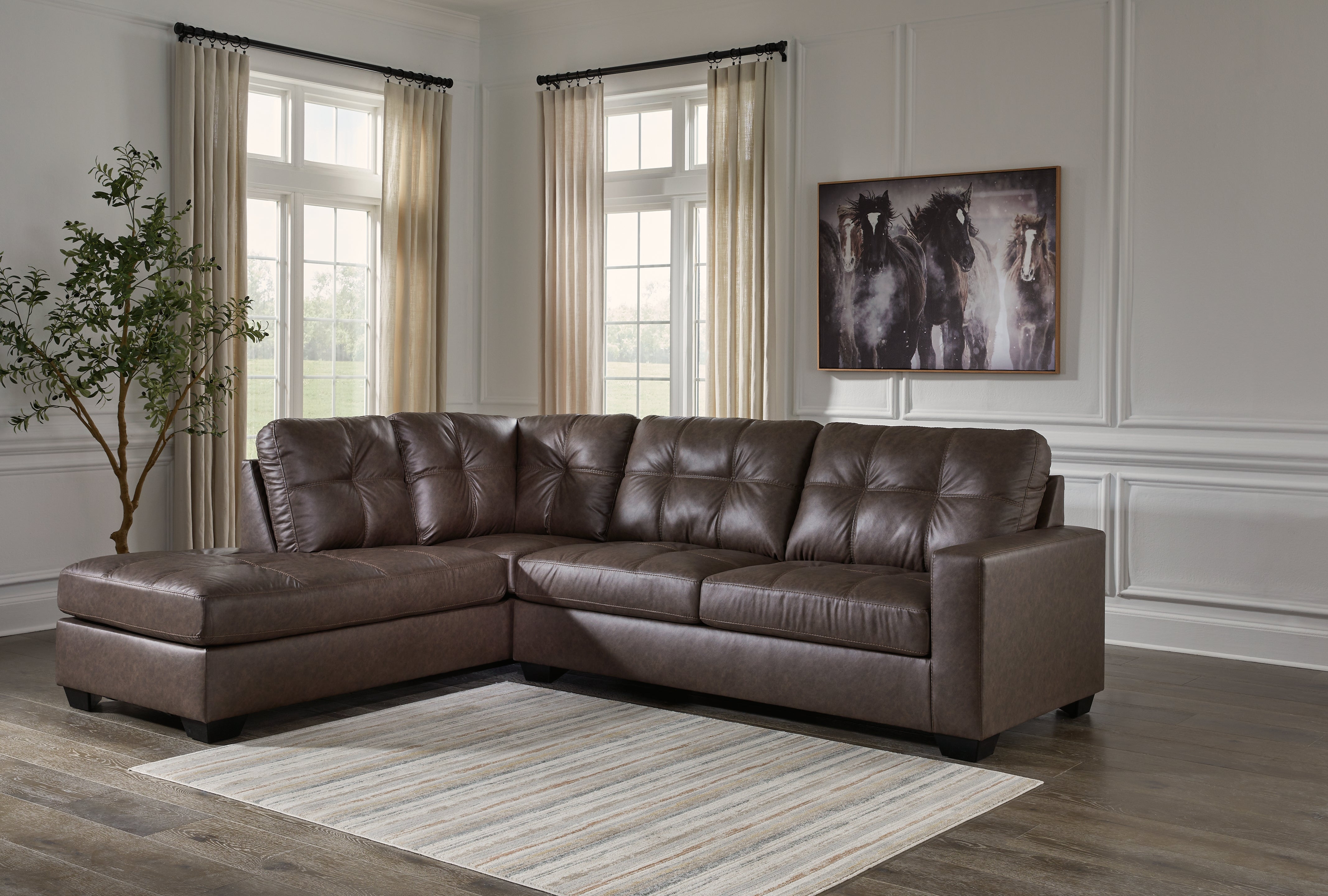 Tampa Furniture Outlet Lutz - Ashley Furniture - Barlin Mills Sectional - RAF 2-Piece Sectional with Chaise / Umber - 17003S1