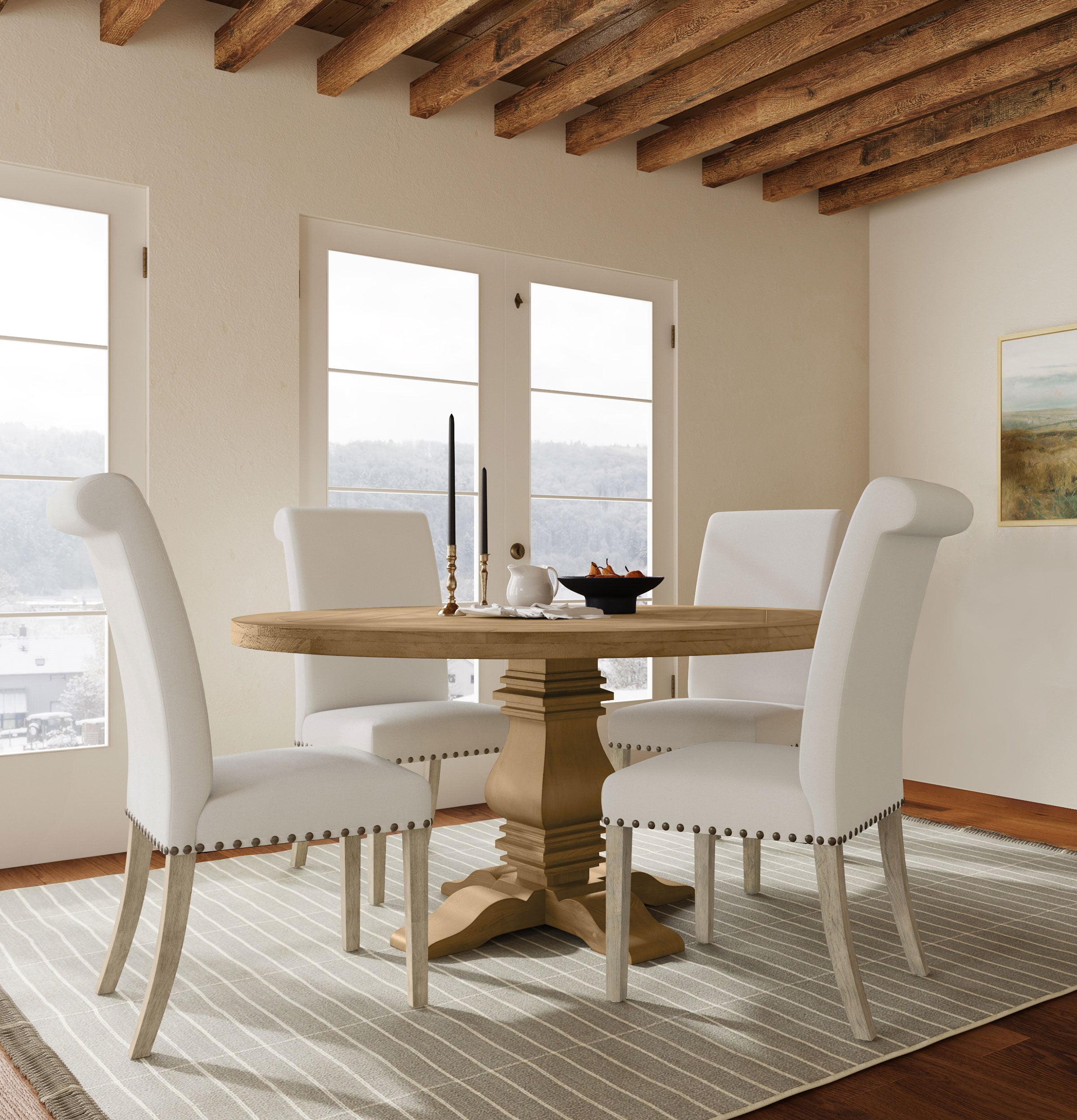 Tampa Furniture Outlet - Coaster - Florence 5-piece Round Dining Table Set Rustic Honey - 180200-S5B