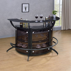 Tampa Furniture Outlet - Coaster - Dallas 3-piece Curved Freestanding Home Bar Cabinet Black - 182135-S3