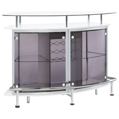 Tampa Furniture Outlet - Coaster - Gideon Curved Glass Top Home Bar Cabinet White High Gloss - 182235