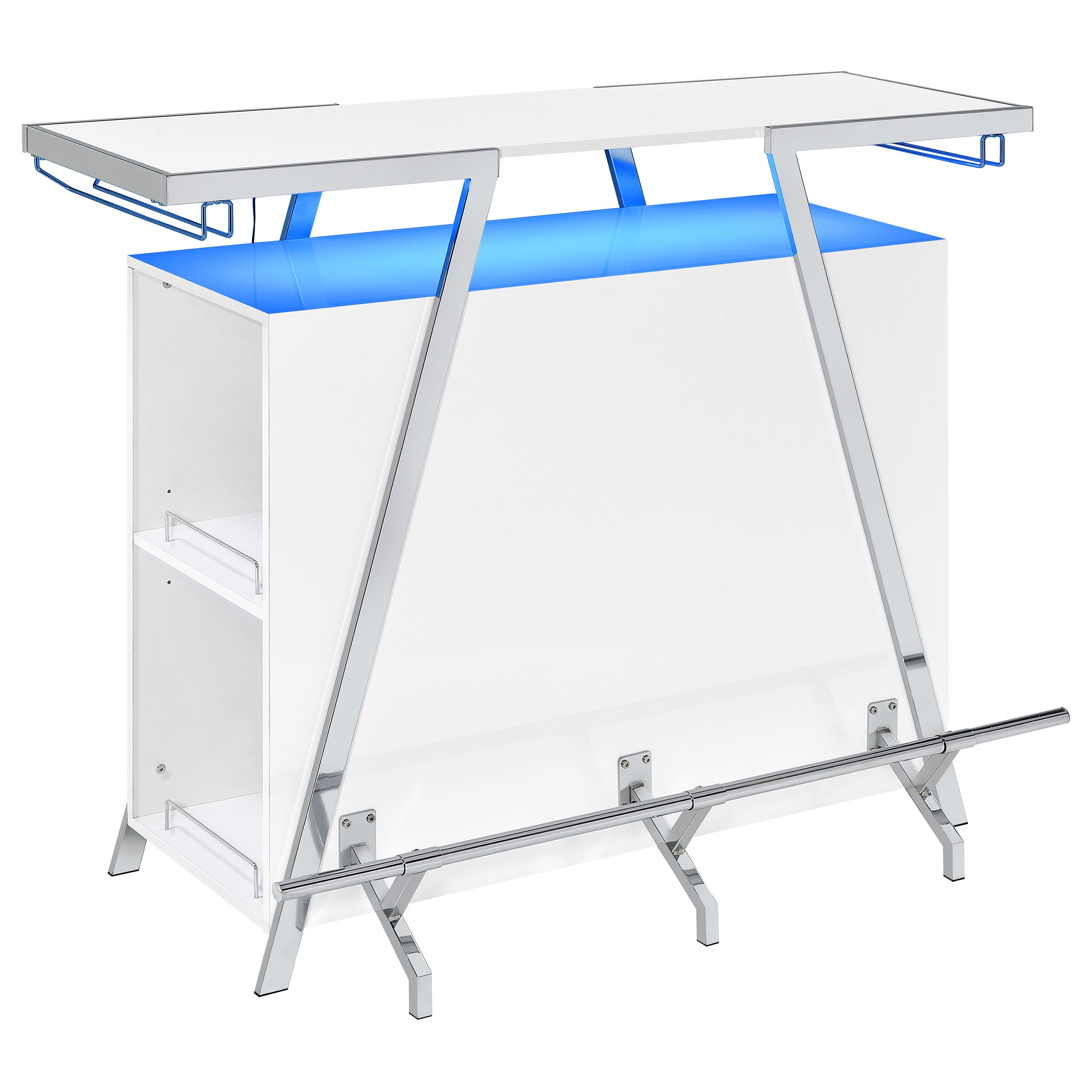 Tampa Furniture Outlet - Coaster - Araceli Freestanding LED Home Bar Cabinet White High Gloss - 182355