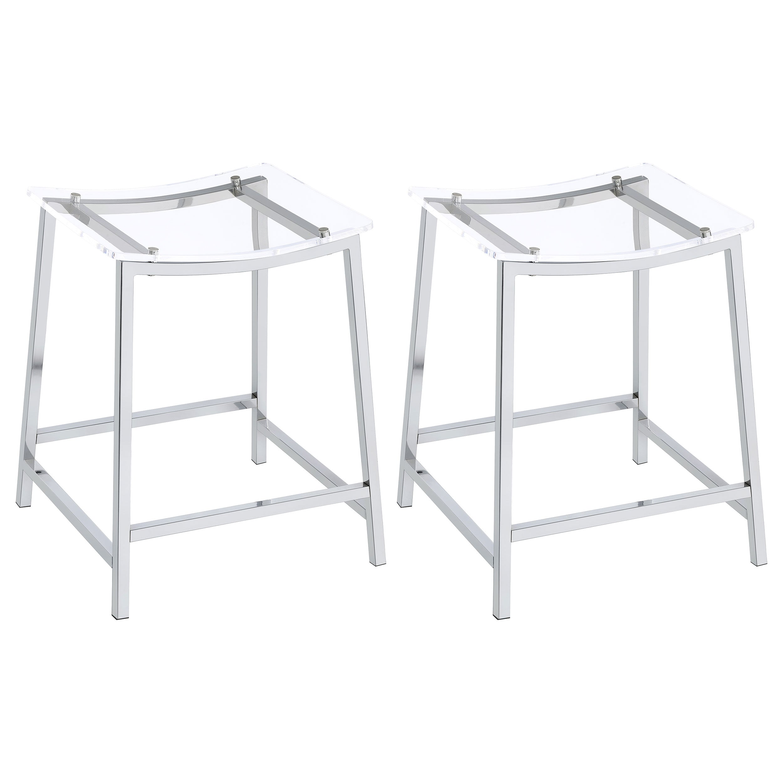 Tampa Furniture Outlet - Coaster - Jovani Acrylic Backless Counter Stool Chrome (Set of 2) - 182358