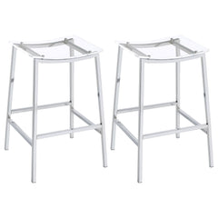 Tampa Furniture Outlet - Coaster - Jovani Acrylic Backless Bar Stool Chrome (Set of 2) - 182359