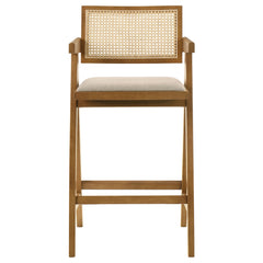 Kane Woven Rattan Wood Bar Chair Light Walnut (Set of 2)