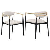 Tampa Furniture Outlet - Coaster - Bradbury Fabric Upholstered Dining Arm Chair Beige (Set of 2) - 182692