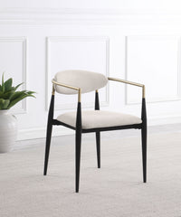 Bradbury Fabric Upholstered Dining Arm Chair Beige (Set of 2)