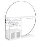 Tampa Furniture Outlet - Coaster - Risley 2-door Circular LED Wine Cabinet White High Gloss - 182798