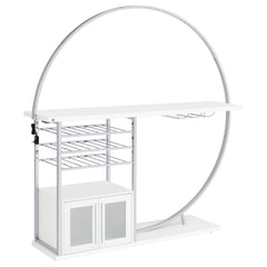 Tampa Furniture Outlet - Coaster - Risley 2-door Circular LED Wine Cabinet White High Gloss - 182798