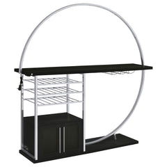 Tampa Furniture Outlet - Coaster - Risley 2-door Circular LED Wine Cabinet Dark Charcoal - 182799