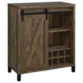 Tampa Furniture Outlet - Coaster - Arlington Sliding Door Home Bar Wine Cabinet Rustic Oak - 182852