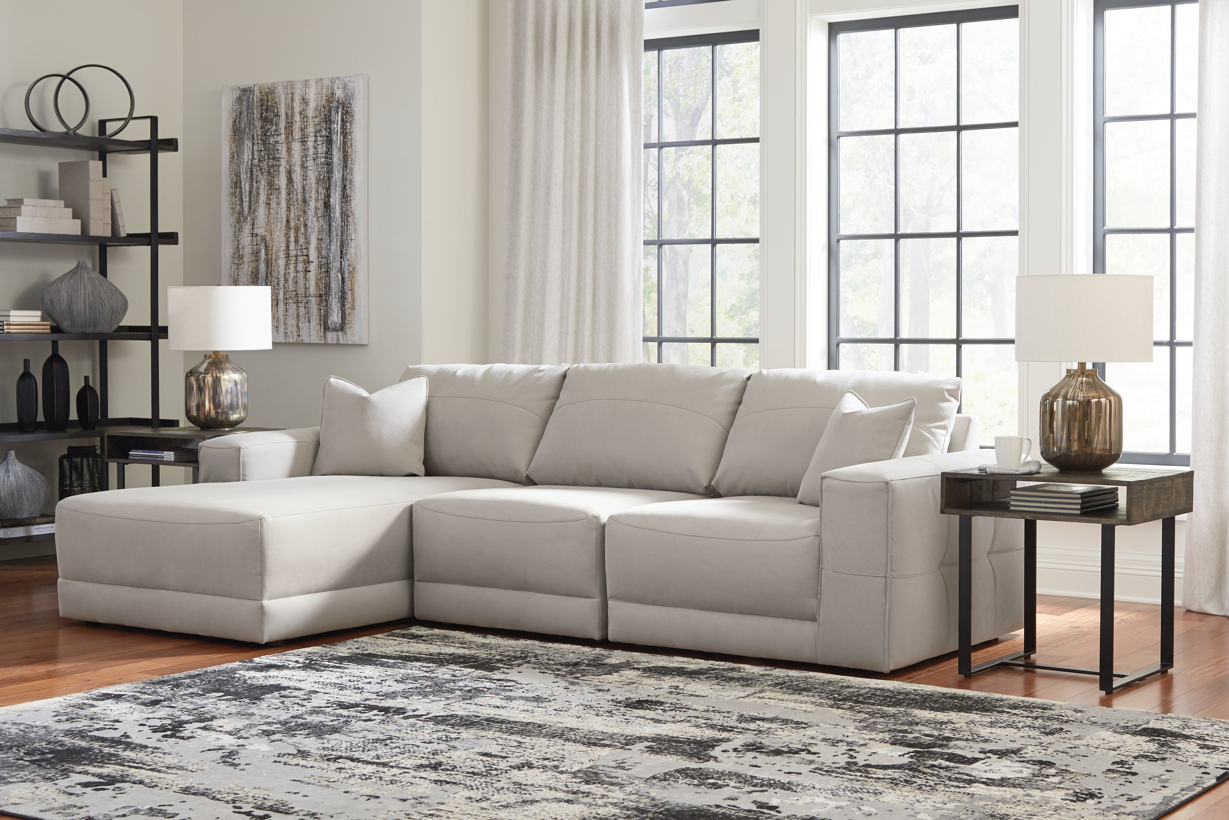 Tampa Furniture Outlet Lutz - Ashley Furniture - Next-Gen Gaucho Sectional - RAF 3-Piece Sectional Sofa with Chaise / Gray - 18304S1