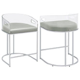 Tampa Furniture Outlet - Coaster - Thermosolis Clear Acrylic Counter Chair Chrome (Set of 2) - 183405