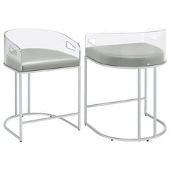 Tampa Furniture Outlet - Coaster - Thermosolis Clear Acrylic Counter Chair Chrome (Set of 2) - 183405