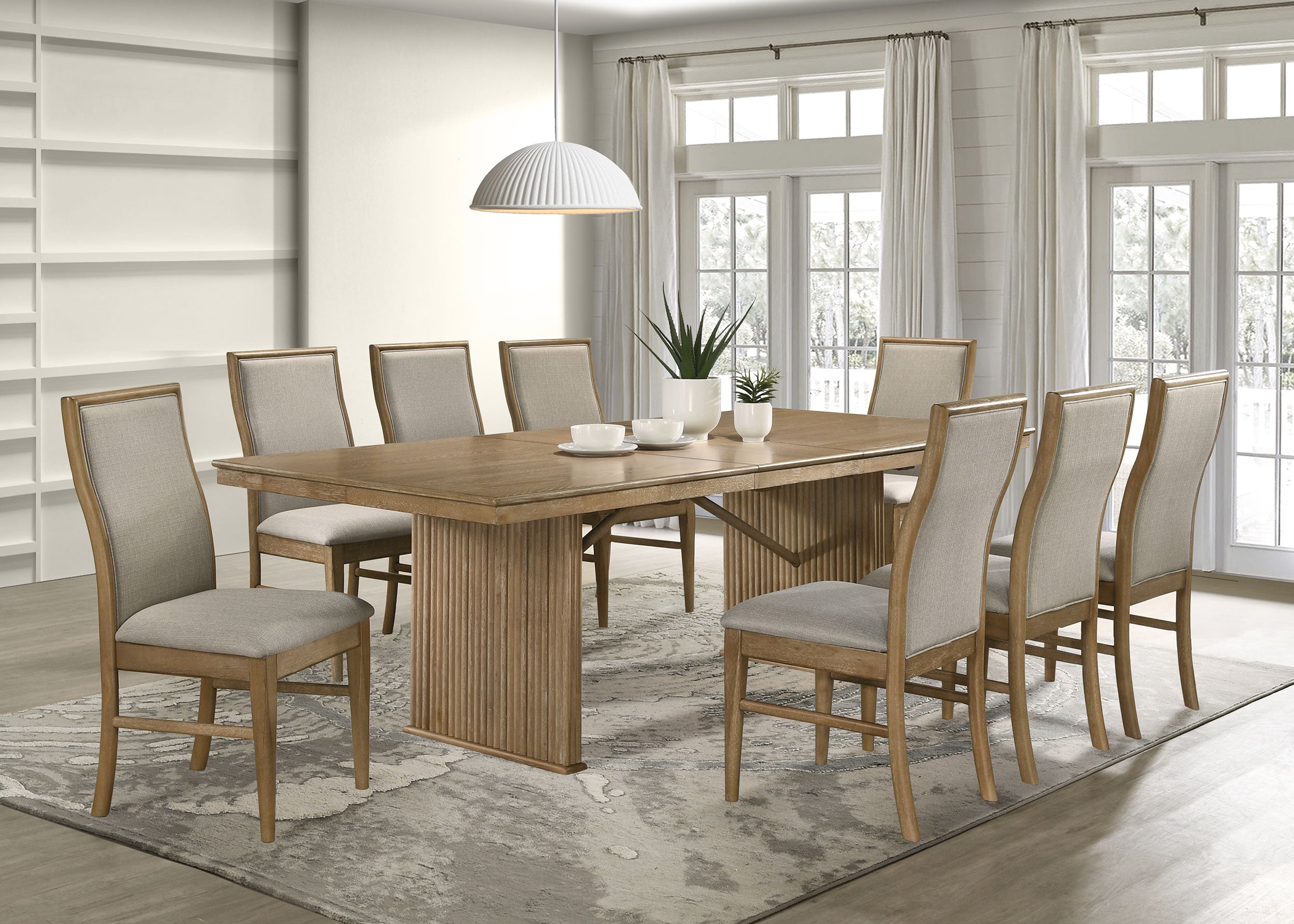 Tampa Furniture Outlet - Coaster - Adina 9-piece Extension Dining Set Distressed Light Brown - 193611-S9