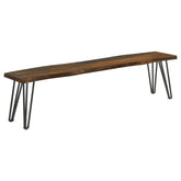 Tampa Furniture Outlet - Coaster - Neve Live Edge Wood Dining Bench Hairpin Legs Grey Sheesham - 193863