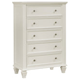 Tampa Furniture Outlet - Coaster - Sandy Beach 5-drawer Bedroom Chest Cream White - 201305