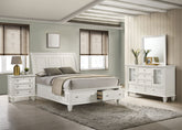 Tampa Furniture Outlet - Coaster - Sandy Beach 4-piece Eastern King Bedroom Set Cream White - 201309KE-S4