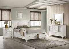 Tampa Furniture Outlet - Coaster - Sandy Beach 4-piece Eastern King Bedroom Set Cream White - 201309KE-S4