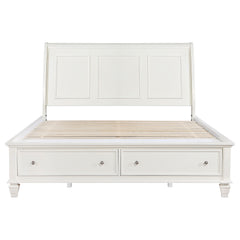 Sandy Beach Wood Eastern King Storage Panel Bed Cream White