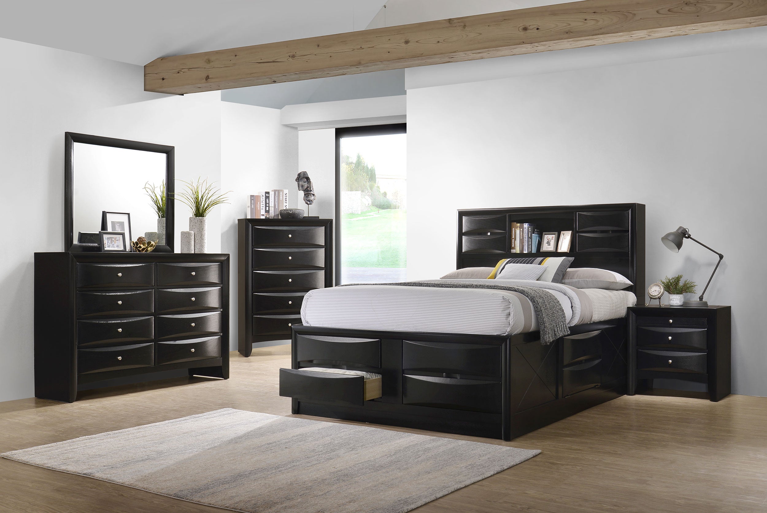 Tampa Furniture Outlet - Coaster - Briana 5-piece California King Bedroom Set Black - 202701KW-S5