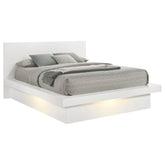 Tampa Furniture Outlet - Coaster - Jessica Wood Queen LED Panel Bed Snow White - 202990Q