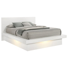 Tampa Furniture Outlet - Coaster - Jessica Wood Queen LED Panel Bed Snow White - 202990Q
