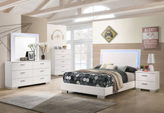 Tampa Furniture Outlet - Coaster - Felicity 5-piece Full Bedroom Set White High Gloss - 203500F-S5L
