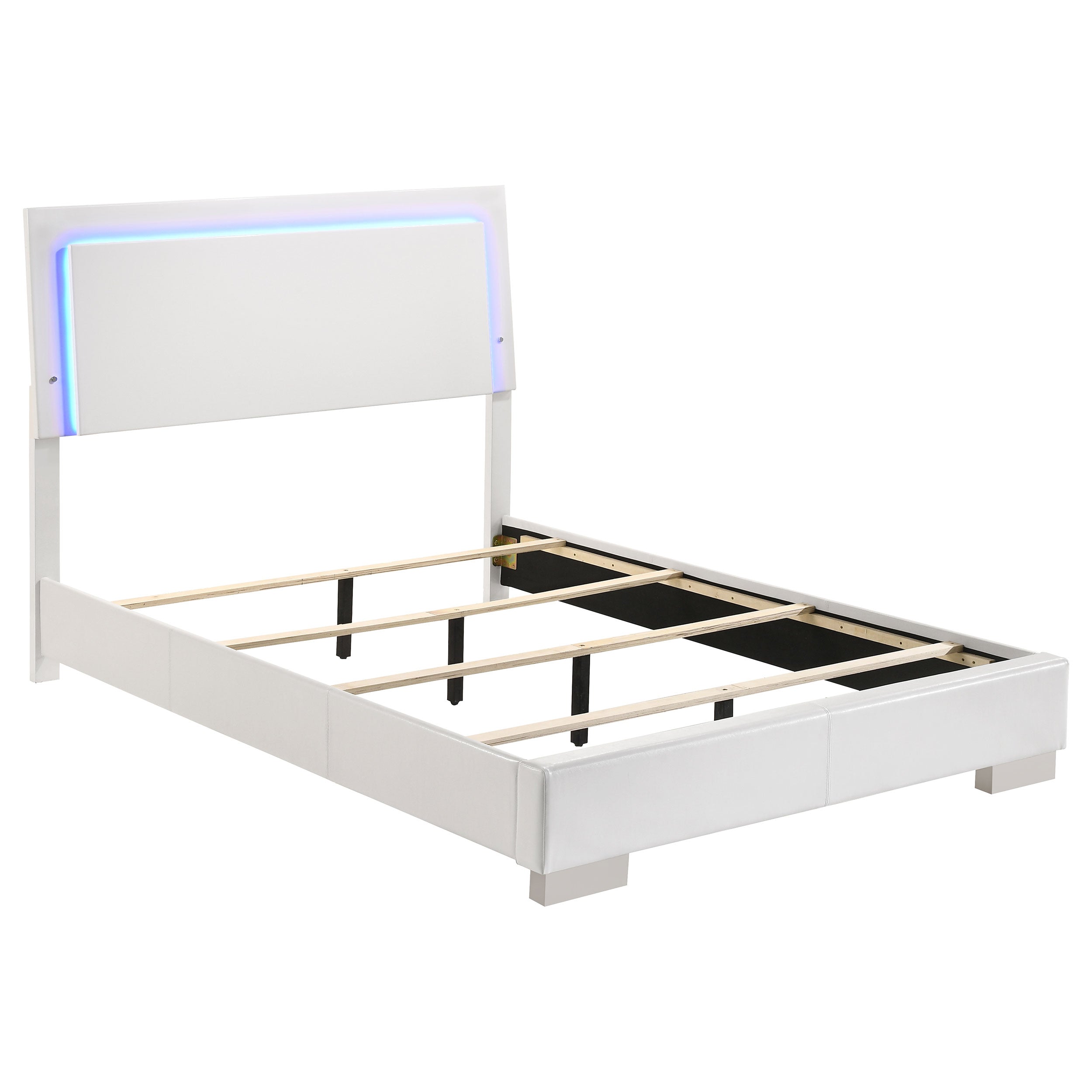 Tampa Furniture Outlet - Coaster - Felicity Wood Full LED Panel Bed White High Gloss - 203500F