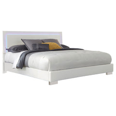 Tampa Furniture Outlet - Coaster - Felicity Wood California King LED Panel Bed White High Gloss - 203500KW