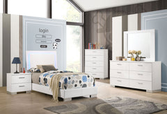 Tampa Furniture Outlet - Coaster - Felicity 5-piece Twin Bedroom Set White High Gloss - 203500T-S5