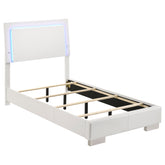 Tampa Furniture Outlet - Coaster - Felicity Wood Twin LED Panel Bed White High Gloss - 203500T
