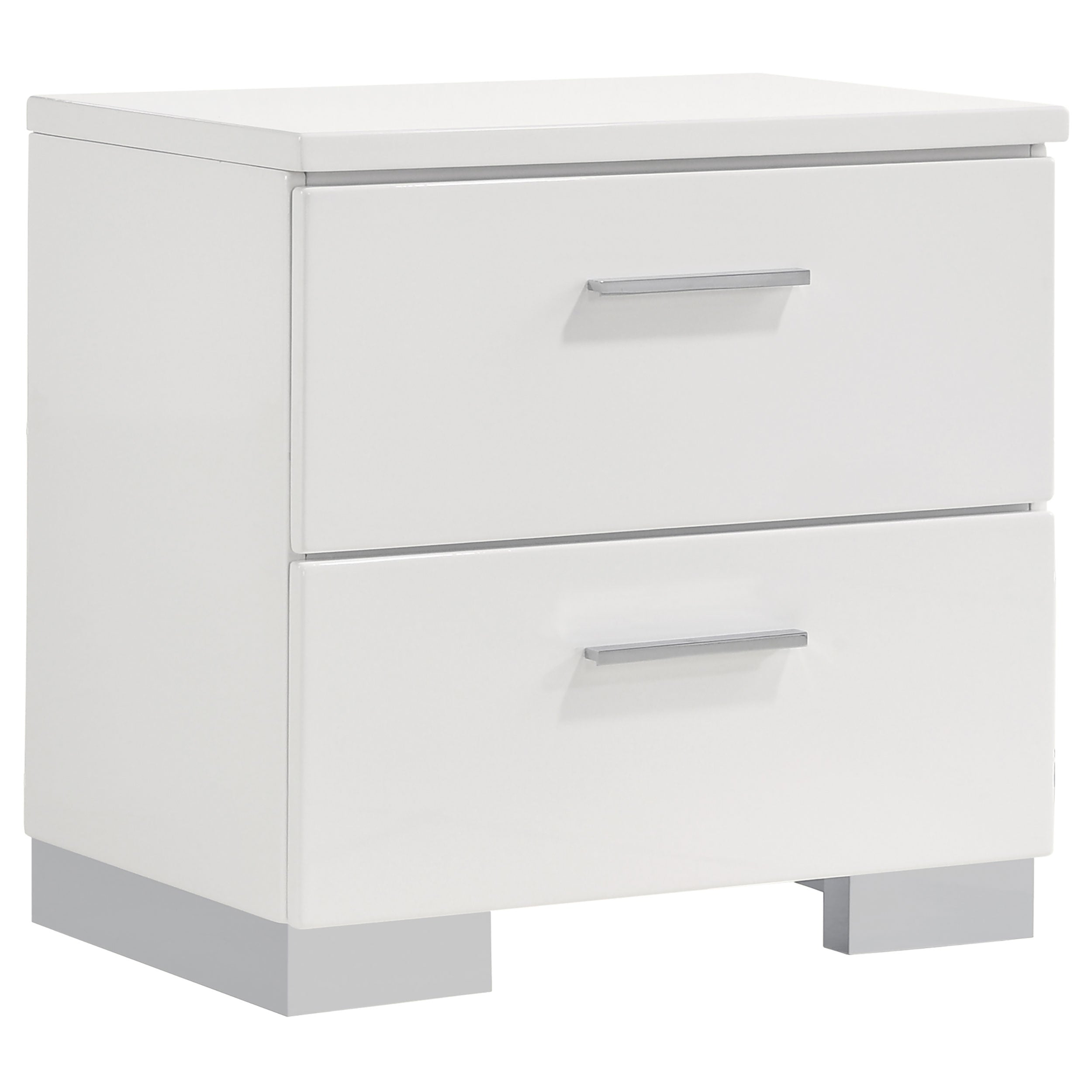 Tampa Furniture Outlet - Coaster - Felicity 2-drawer Nightstand White High Gloss - 203502