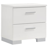 Tampa Furniture Outlet - Coaster - Felicity 2-drawer Nightstand White High Gloss - 203502