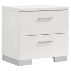 Tampa Furniture Outlet - Coaster - Felicity 2-drawer Nightstand White High Gloss - 203502