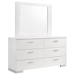 Tampa Furniture Outlet - Coaster - Felicity 6-drawer Wood Dresser with Mirror White High Gloss - 203503M