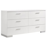 Tampa Furniture Outlet - Coaster - Felicity 6-drawer Dresser White High Gloss - 203503