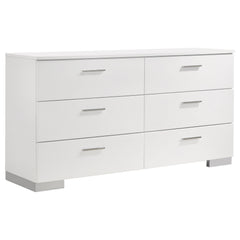Tampa Furniture Outlet - Coaster - Felicity 6-drawer Dresser White High Gloss - 203503