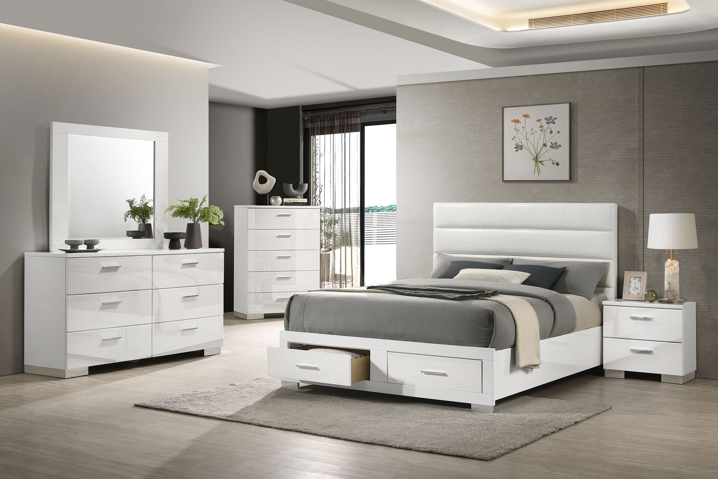 Tampa Furniture Outlet - Coaster - Felicity 5-piece California King Platform Bedroom Set White - 203510KW-S5