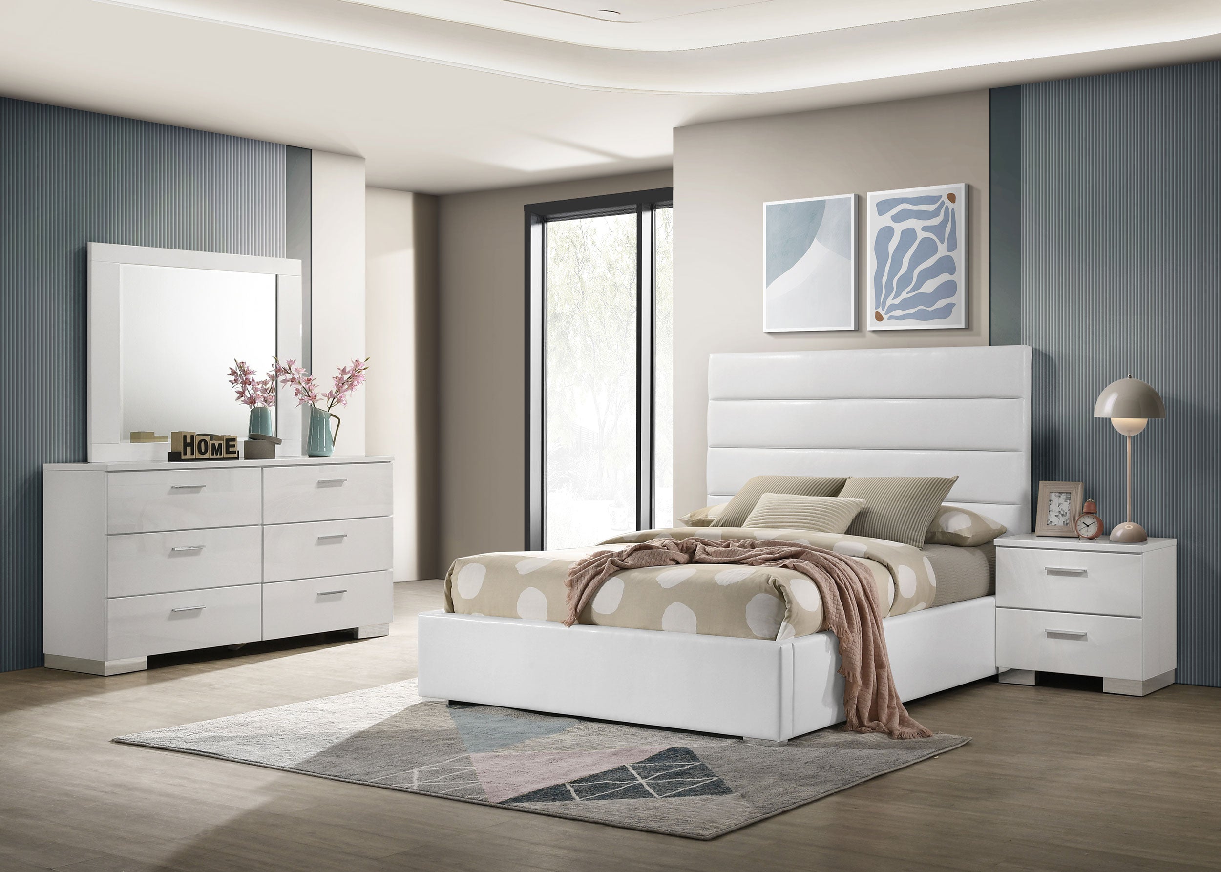 Tampa Furniture Outlet - Coaster - Felicity 4-piece Full Bedroom Set White High Gloss - 203511F-S4