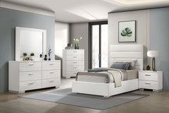 Tampa Furniture Outlet - Coaster - Felicity 5-piece Twin Bedroom Set White High Gloss - 203511T-S5