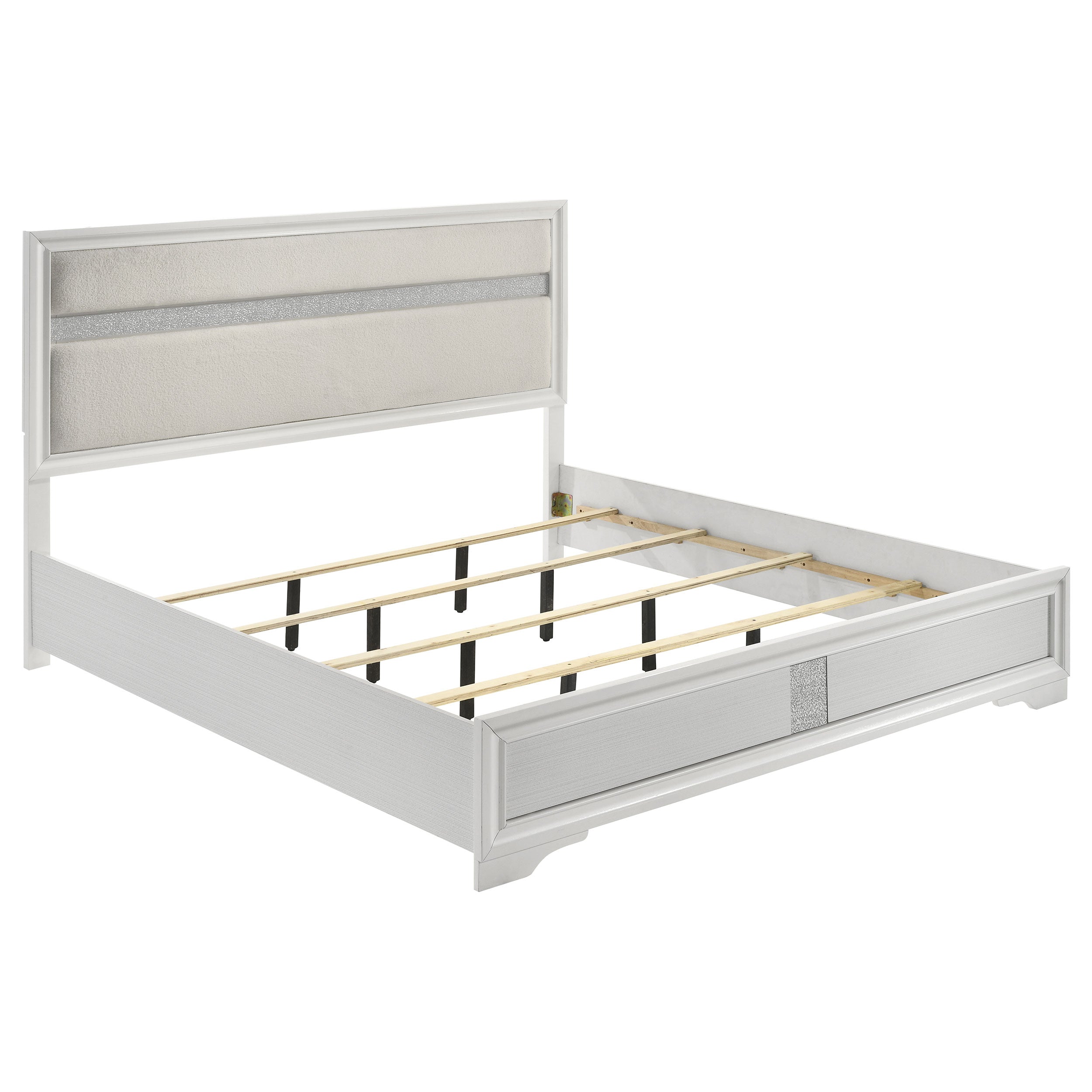 Tampa Furniture Outlet - Coaster - Miranda 54-inch Upholstered Eastern King Panel Bed White - 205110KE