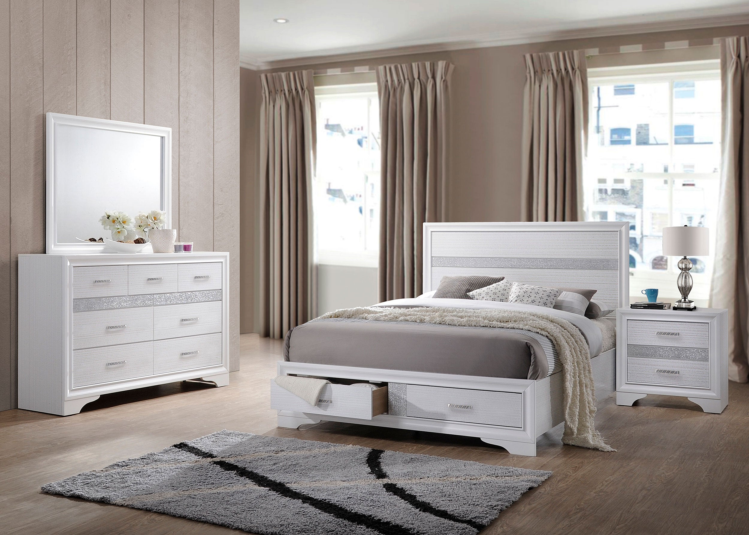 Tampa Furniture Outlet - Coaster - Miranda 4-piece Eastern King Bedroom Set White - 205111KE-S4